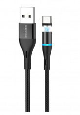 Cablu de incarcare magnetic Borofone, USB to USB tip C (Type-C), negru, 120 cm foto