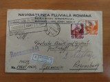 1938 - PLIC CU ANTET NAVIGATIUNEA FLUVIALA ROMANA CIRCULAT BUCURESTI - REGESBURG