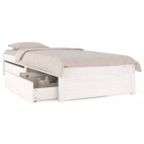 Cumpara ieftin Cadru pat cu sertare, alb, 75x190 cm, mic single