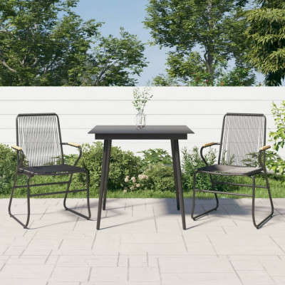 vidaXL Set cu masă pentru grădină, 3 piese, negru, ratan PVC foto