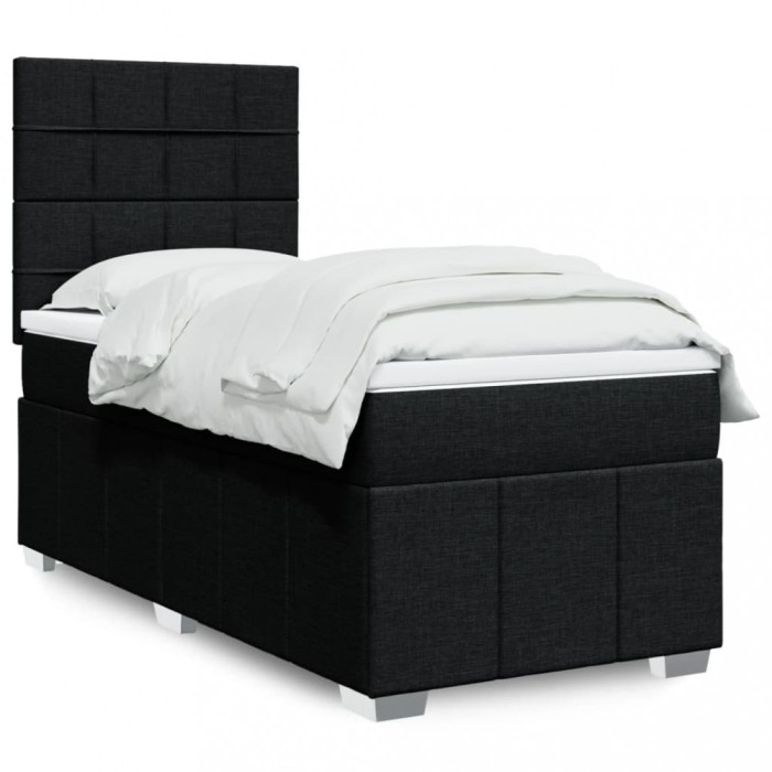 vidaXL Pat box spring cu saltea, negru, 100x200 cm, textil 3293881