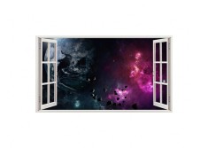 Autocolant decorativ, Fereastra, Planete, Multicolor, 83 cm, 175ST foto