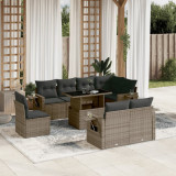 Gossi set canapele de gradina, 9 piese, cu perne, gri, poliratan