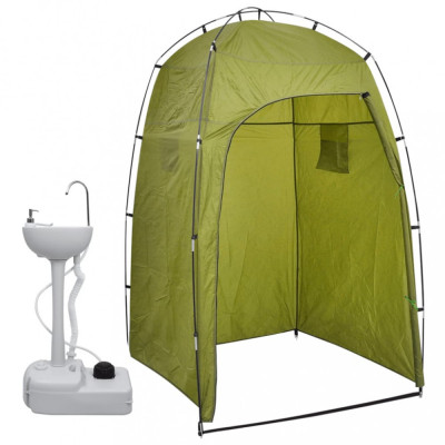 Suport portabil de camping, pentru spalat maini, cu cort, 20 L GartenMobel Dekor foto