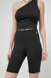 Tommy Jeans pantaloni scurți femei, culoarea negru, uni, high waist DW0DW17773