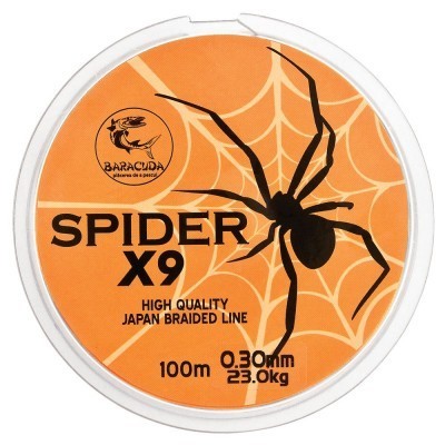 Fir textil Baracuda Spider X9, 100 m, 9 fire impletite paralel, orange-fluo 0.16 mm foto