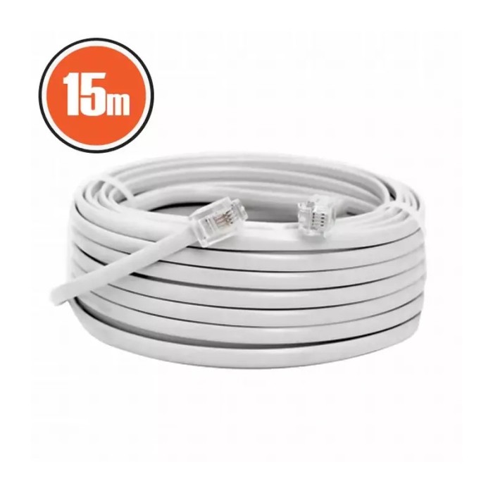 Cablu telefon RJ11 15m Fisa modulara 6P4C - fisa modulara 6P4C alb