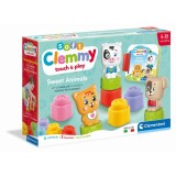 Clementoni - Set de joaca educational Soft Clemmy cu animalute 6 cuburi moi si
