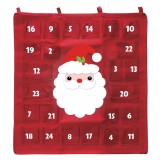 Calendar Advent, Model Crăciun, 24 Buzunare, Poliester, Culoare Roșu, Dimensiuni 79x87 cm, Oem