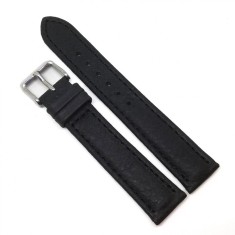 Curea Ceas &bdquo;Fleurus Black Edition&rdquo; &ndash; Piele Veritabilă de Vițel, Negru Integral