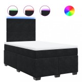 Cumpara ieftin Pat box spring cu saltea, negru, 120x200 cm, catifea