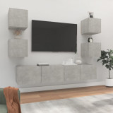 VidaXL Set dulap TV, 6 piese, gri beton, lemn prelucrat