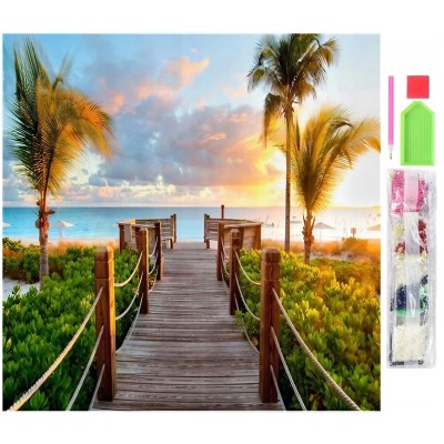 Set de broderie cu diamante 5D, model Palmieri, 30x30 cm, accesorii incluse, multicolor foto