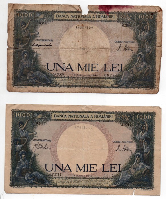 Bancnotă 1000 lei - Republica Socialistă Rom&acirc;nia, 1943