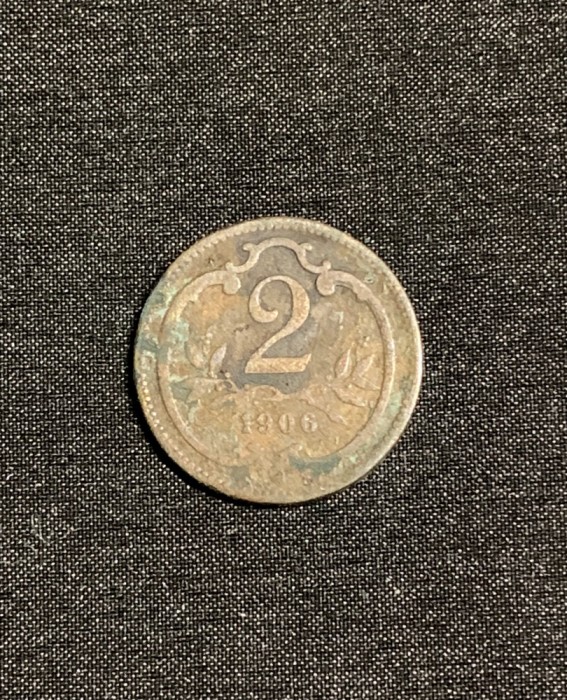 Moneda 2 heller 1906 Austria