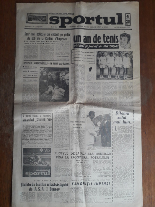 Ziarul Sportul 29 Decembrie 1969, Tiriac / CSP