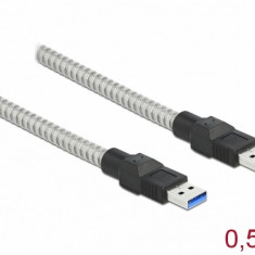 Cablu USB 3.2-A Gen 1 la USB-A T-T izolatie metalica 0.5m, Delock 86774