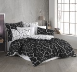 Cumpara ieftin Lenjerie de pat din bumbac 100%, dubla, cu 2 fete de perna, Valentini Bianco, Model Mercer Black