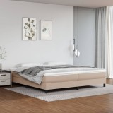 vidaXL Pat continental cu saltea, cappuccino, 200x200 cm, piele eco 3144284