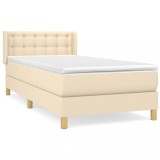 Cumpara ieftin Pat box spring cu saltea, crem, 80x200 cm, textil