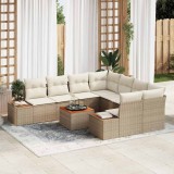 VidaXL Set de canapele pentru grădină cu pernă 9 pcs Bej Rattan poli