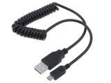 Cablu USB 2.0 Spiralat Negru USB A la Micro USB B, Goobay