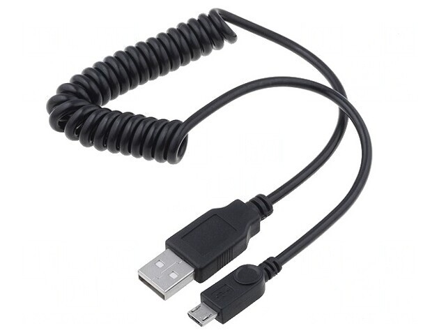 Cablu USB 2.0 Spiralat Negru USB A la Micro USB B