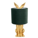 Cumpara ieftin Veioza polirasina aurie textil verde Iepuras 20x43 cm E27