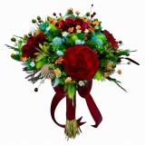 Buchet flori de camp , personalizabil, ideal pentru cununie civila, nunta, mireasa, nasa sau cadou, verde-grena