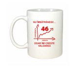 Cana alba personalizata &quot;Nu imbatranesc doar imi creste valoarea, 46 ani&quot;, INOVATIX&reg;. 330 ml