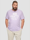 s.Oliver Big Sizes Tricou barbati big sizes cu imprimeu text si decolteu la baza gatului, Lila, 2XL