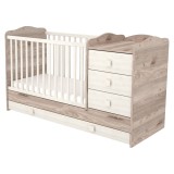 Cumpara ieftin Patut copii transformabil din lemn cu 4 sertare Hubners Sofia Kombi 120x60 cm crem nisip