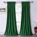 Set draperii soft cu rejansa din bumbac cu 4 ate tip fagure, Super, 150x210 cm, densitate 200 g/mp, Verde, 2 buc