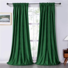 Draperie soft cu rejansa din bumbac cu 4 ate tip fagure, Super, 150x275 cm, densitate 200 g/mp, Verde