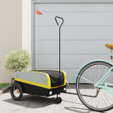 VidaXL Remorcă pentru biciclete, negru și galben, 30 kg, fier