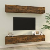 vidaXL Dulapuri TV de perete, 4 buc., stejar fumuriu, 100x30x30 cm