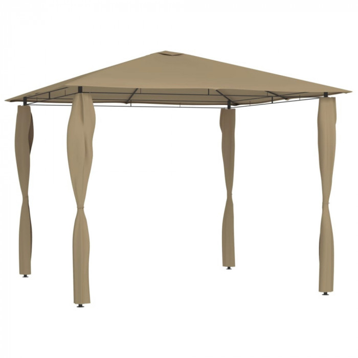 vidaXL Pavilion cu huse pentru st&acirc;lpi, gri taupe, 3x3x2,6 m, 160 g/m&sup2;