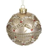 Ornament Glob Sticlă Sampanie cu Glitter pentru Crăciun, CMCLASS