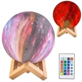 Lampa de veghe Luna 3D, 15 cm, 16 culori, telecomanda si USB