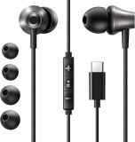 CASTI Ugreen, &quot;EP105&quot;, intraauriculare - butoni, pt smartphone, microfon pe fir, conectare prin USB Type-C, lungime cablu 1.2m, negru, &quot;35754&quot; (timbru