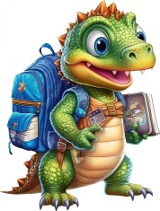 Sticker decorativ Dinozaur, Verde, 79 cm, 8001ST foto