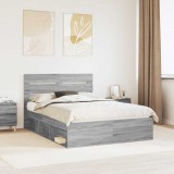 Cumpara ieftin Cadru de pat Gri Sonoma 160 x 200 cm Lemn de pin masiv