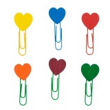 Agrafe Metalice, Model Inimi, Set 6 Bucăți, Multicolor, 6.5cm, Oem
