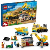 LEGO&reg; City - Camioane de constructie si macara cu bila pentru demolari 60391, 235 piese