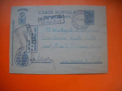 HOPCT CARTE POSTALA NR 516 M - - CENZURAT OF POSTAL MILITAR 139 - ANUL 1944 / TIMBRUL FIX REGELE MIHAI -STAMPILOGRAFIE -CIRCULATA foto