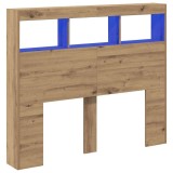 vidaXL Cadran cu LED stejar artizanal 121 x 17 x 102 cm Lemn compozit