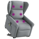 vidaXL Fotoliu electric masaj rabatabil cu ridicare, gri &icirc;nchis textil