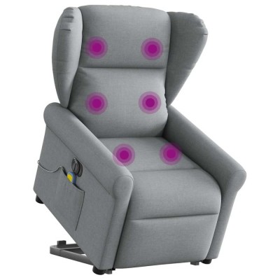 vidaXL Fotoliu electric masaj rabatabil cu ridicare, gri &amp;icirc;nchis textil foto