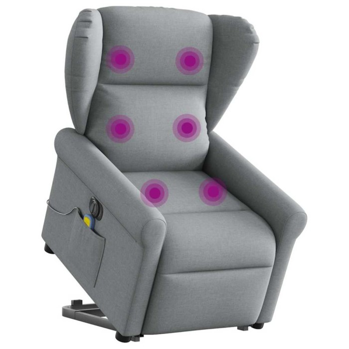 vidaXL Fotoliu electric masaj rabatabil cu ridicare, gri &icirc;nchis textil
