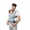 Marsupiu Ergonomic Embrace N27 City Womar Zaffiro, 6 - 18 kg, 4 luni+, Bleu/Leaves